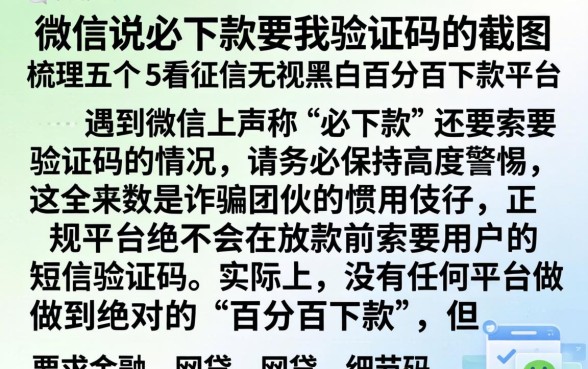 微信说必下款要我验证码的截图，梳理五个不看征信无视黑白百分百下款平台