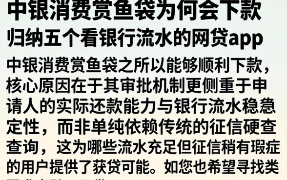 中银消费赏鱼袋为何会下款,归纳五个看银行流水的网贷app