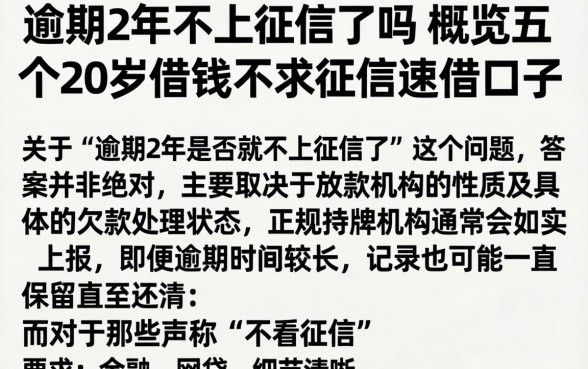 逾期2年不上征信了吗,概览五个20岁借钱不求征信速借口子
