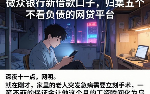 微众银行新借款口子，归集五个不看负债的网贷平台