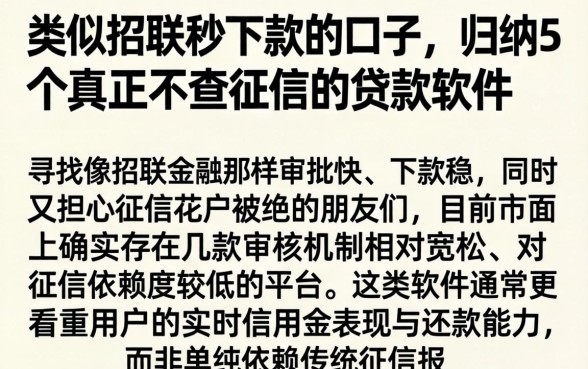 类似招联秒下款的口子，归纳5个真正不查征信的贷款软件