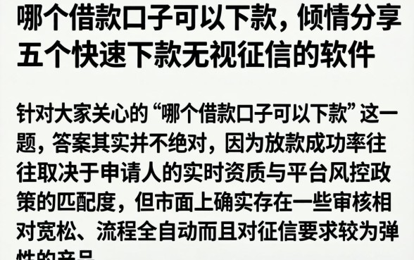哪个借款口子可以下款,倾情分享五个快速下款无视征信的软件