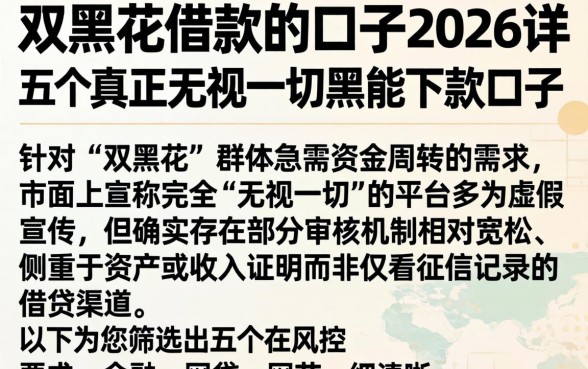 双黑花借款的口子2026,详尽说明五个真正无视一切黑能下款口子