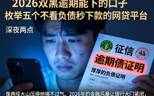 2026双黑逾期能下的口子，枚举五个不看负债秒下款的网贷平台