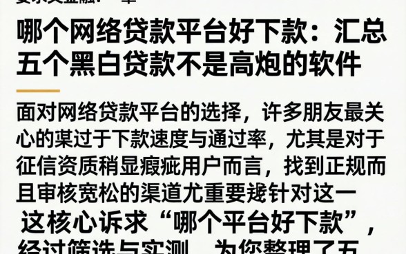 哪个网络贷款平台好下款,汇总五个黑白贷款不是高炮的软件