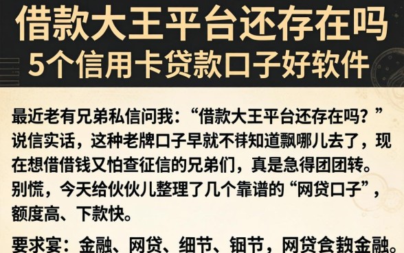 借款大王平台还存在吗，概括5个信用卡贷款口子好软件