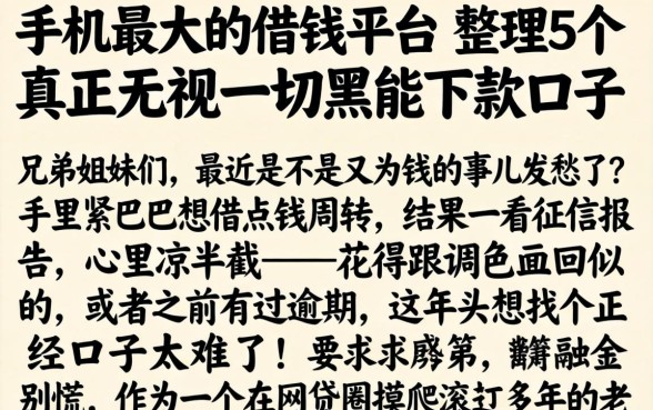 手机最大的借钱平台,整理5个真正无视一切黑能下款口子