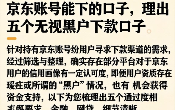 京东账号能下的口子，理出五个无视黑户下款口子