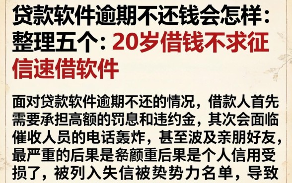 贷款软件逾期不还钱会怎样，整理五个20岁借钱不求征信速借软件