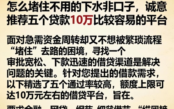 怎么堵住不用的下水井口子,诚意推荐五个贷款10万比较容易的平台