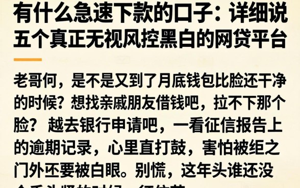 有什么急速下款的口子，详尽说明五个真正无视风控黑白的网贷平台
