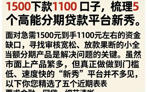 1500下款1100的口子，梳理5个高能分期贷款平台新秀