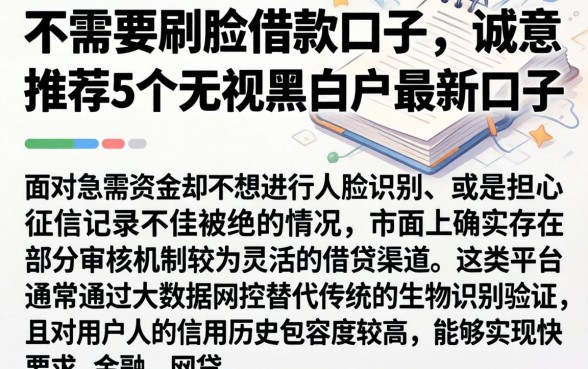不需要刷脸借款口子,诚意推荐5个无视黑白户最新口子