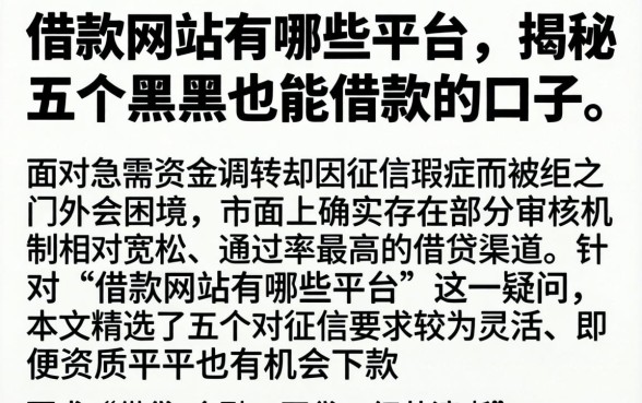 借款网站有哪些平台，揭秘五个黑户也能借款的口子