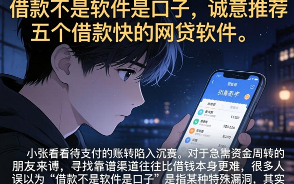 借款不是软件是口子，诚意推荐五个借款快的网贷软件
