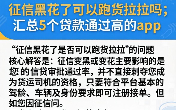 征信黑花了可以跑货拉拉吗,汇总5个贷款通过高的app