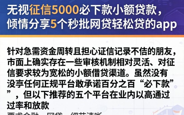 无视征信5000必下款小额贷款，倾情分享5个秒批网贷轻松贷的app