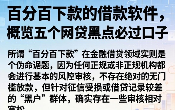 百分百下款的借款软件，概览五个网贷黑户必过口子