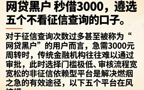 网贷黑户 秒借3000，遴选五个不看征信查询的口子