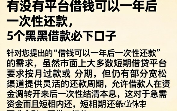有没有平台借钱可以一年后一次性还款，详细阐述5个黑户借款必下口子