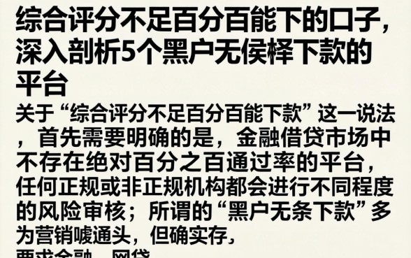 综合评分不足百分百能下的口子，深入剖析5个黑户无条件下款的平台