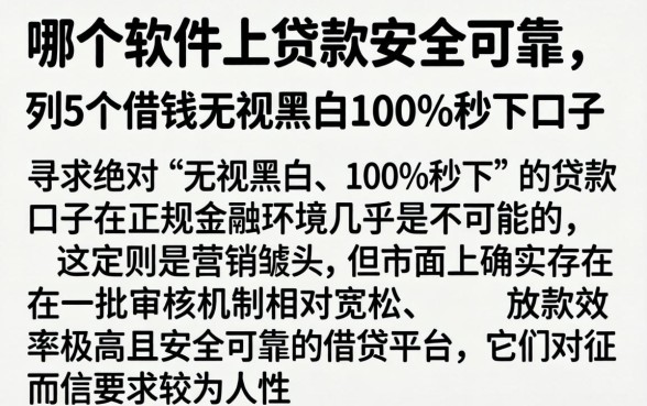 哪个软件上贷款安全可靠，条列5个借钱无视黑白100%秒下口子
