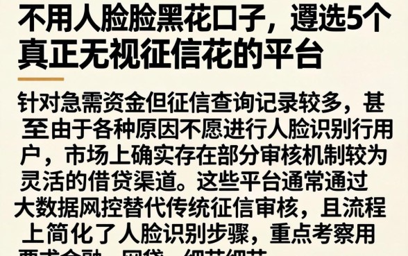 不用人脸的黑花口子,遴选5个真正无视征信花的平台