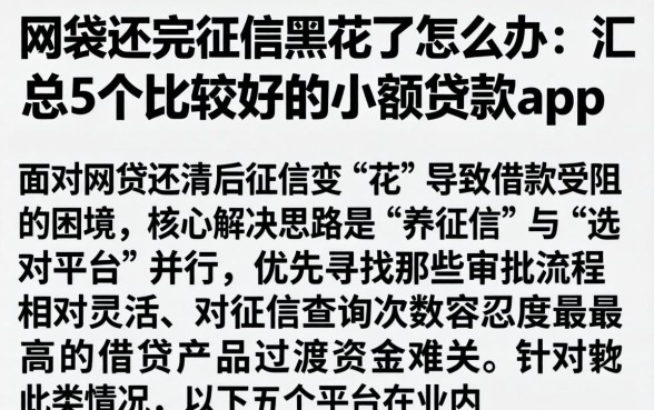 网袋还完征信黑花了怎么办，汇总5个比较好的小额贷款app
