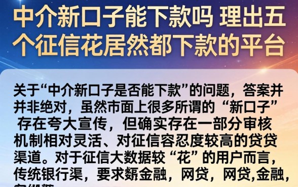 中介新口子能下款吗，理出五个征信花居然都下款的平台