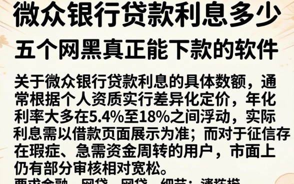 微众银行贷款利息多少,详细阐述五个网黑真正能下款的软件