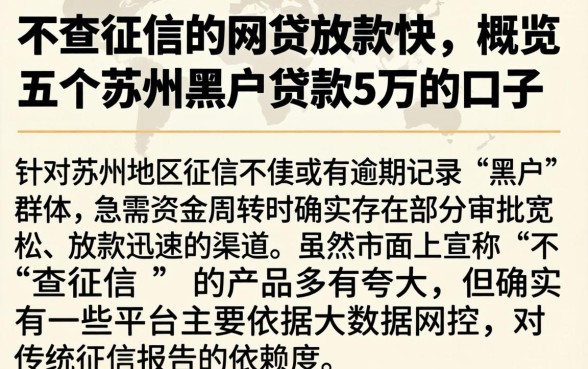 不查征信的网贷放款快，概览五个苏州黑户贷款5万的口子