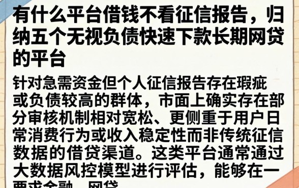 在什么平台借钱不看征信报告，归纳五个无视负债快速下款长期网贷的平台