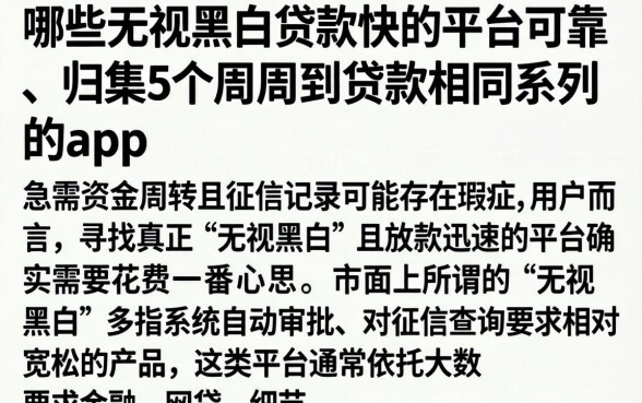 哪些无视黑白贷款快的平台可靠，归集5个周周到贷款相同系列的app