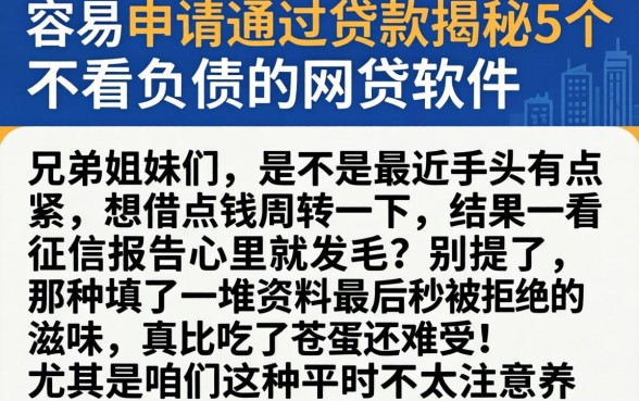 容易申请通过的贷款，揭秘5个不看负债的网贷软件