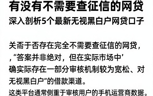 有没有不需要查征信的网贷,深入剖析5个最新无视黑白户网贷口子