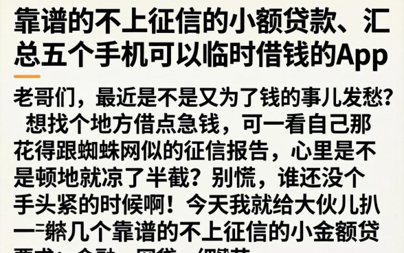 靠谱的不上征信的小额贷款，汇总五个手机可以临时借钱的app