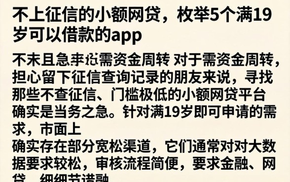 不上征信的小额网贷,枚举5个满19岁可以借款的app