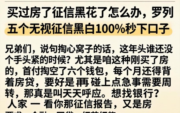 买过房了征信黑花了怎么办,罗列五个无视征信黑白100%秒下口子