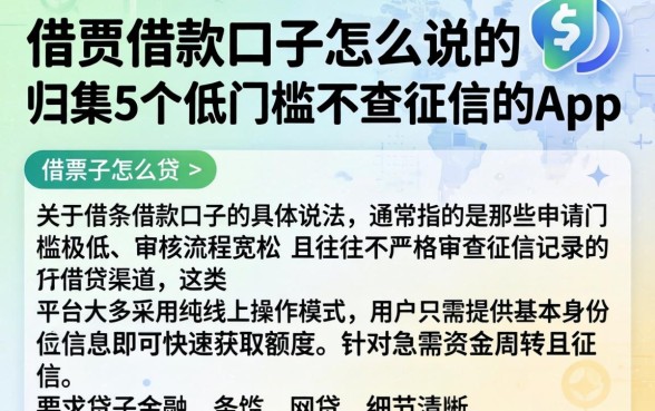借条借款口子怎么说的，归集5个低门槛不查征信的app