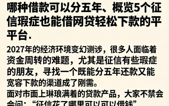 哪种借款可以分五年，概览5个征信瑕疵也能借网贷轻松下款的平台