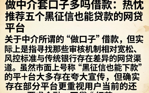 做中介套口子多吗借款，热忱推荐五个黑征信也能贷款的网贷平台