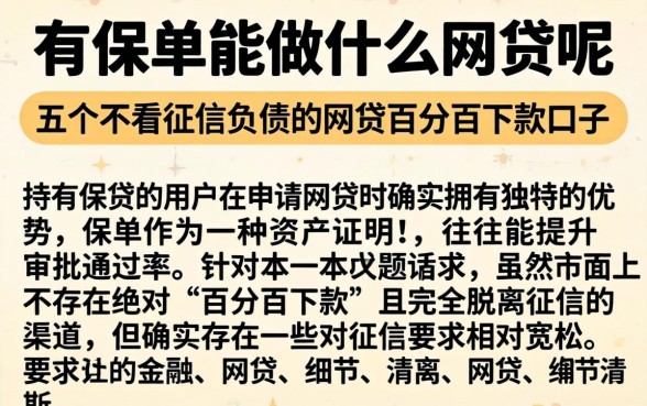 有保单能做什么网贷呢，详细阐述五个不看征信负债的网贷百分百下款口子
