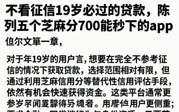 不看征信19岁必过的贷款,陈列五个芝麻分700能秒下的app