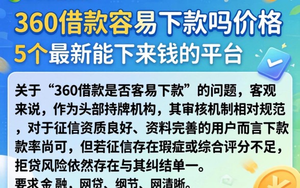360借款容易下款吗价格，详细阐述5个最新能下来钱的平台
