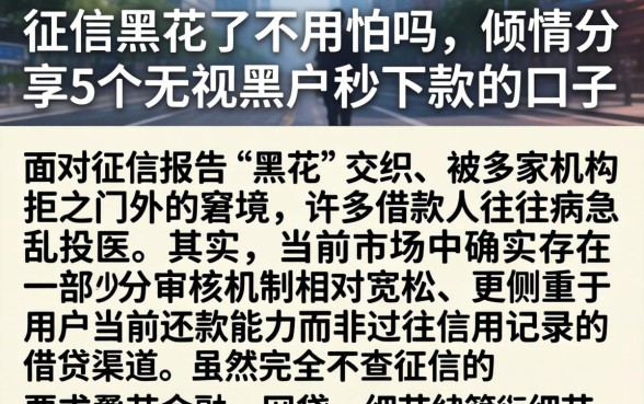 征信黑花了不用怕吗，倾情分享5个无视黑户秒下款的口子