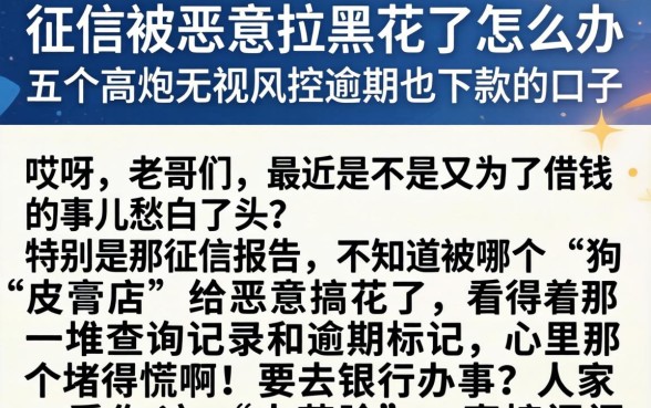 征信被恶意拉黑花了怎么办，归纳五个高炮无视风控逾期也下款的口子