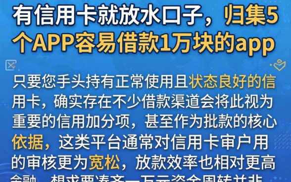 有信用卡就放水的口子，归集5个APP容易借款1万块的app