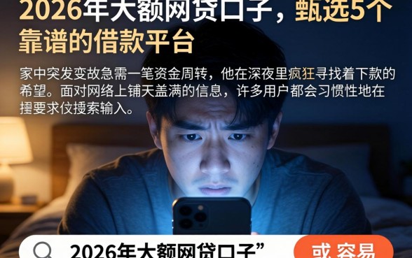 2026年大额网贷口子，甄选5个靠谱的借款平台
