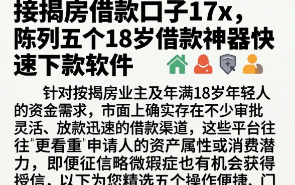 按揭房借款口子17x,陈列五个18岁借款神器快速下款软件
