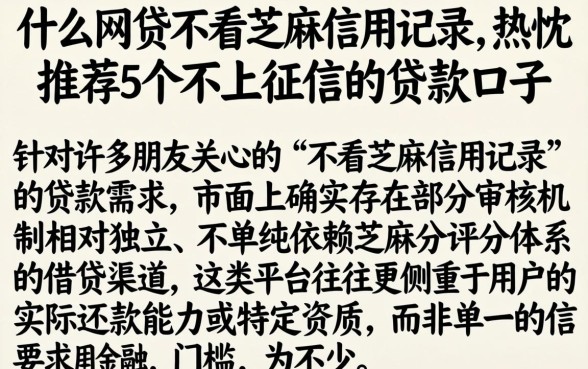 什么网贷不看芝麻信用记录，热忱推荐5个不上征信的贷款口子